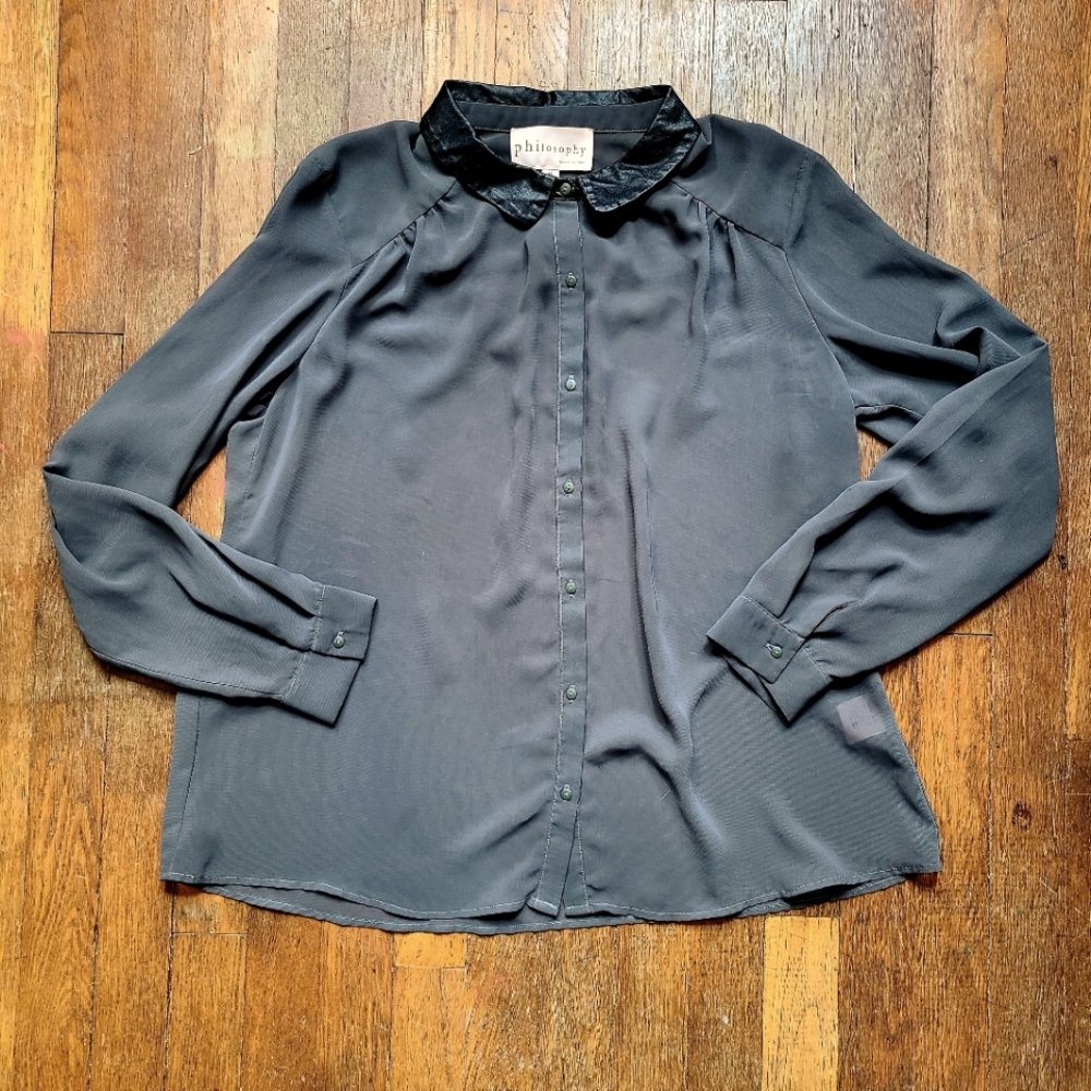 Philosophy Sheer Gray Button-Up